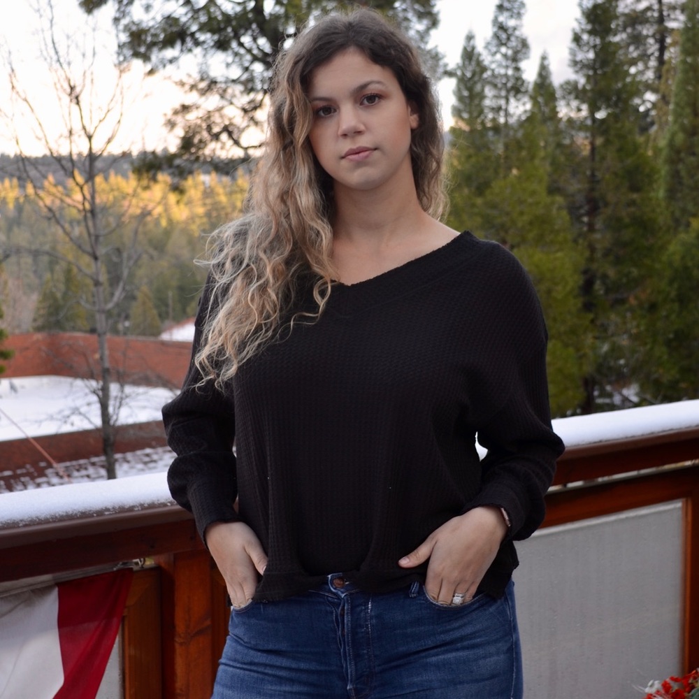 Cotton Candy Waffle Knit Long Sleeve Tee